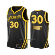 Maglia Golden State Warriors Stephen Curry #30 Citta 2023-24 Nero