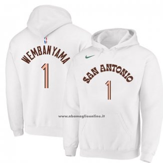 Felpa con Cappuccio San Antonio Spurs Victor Wembanyama Citta 2023-24 Bianco