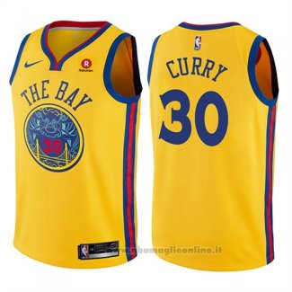 Maglia Bambino Golden State Warriors Stephen Curry NO 30 Citta Giallo