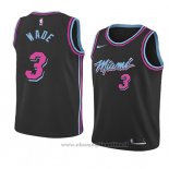 Maglia Bambino Miami Heat Dwyane Wade NO 3 Citta 2018 19 Nero