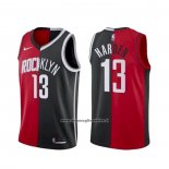 Maglia Brooklyn Nets Houston Rockets James Harden #13 Split Nero Rosso