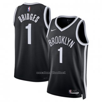 Maglia Brooklyn Nets Mikal Bridges #1 Icon 2022-23 Nero