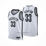 Maglia Brooklyn Nets Nic Claxton No 33 Association 2024-25 Bianco