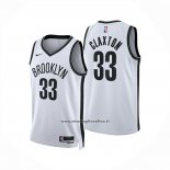 Maglia Brooklyn Nets Nic Claxton No 33 Association 2024-25 Bianco