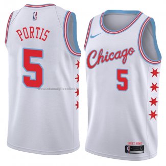 Maglia Chicago Bulls Bobby Portis NO 5 Citta 2018 Bianco