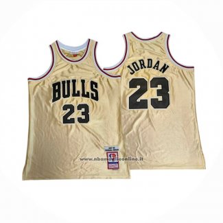 Maglia Chicago Bulls Michael Jordan #23 75th Anniversary Mitchell & Ness 1997-98 Oro