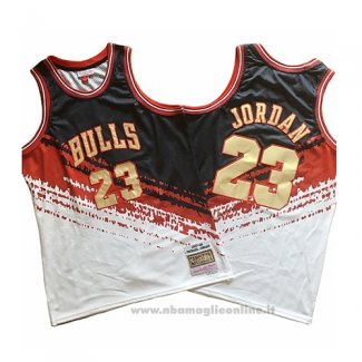 Maglia Chicago Bulls Michael Jordan NO 23 Mitchell & Ness Nero Rosso