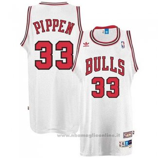 Maglia Chicago Bulls Scottie Pippen NO 33 Throwback Bianco