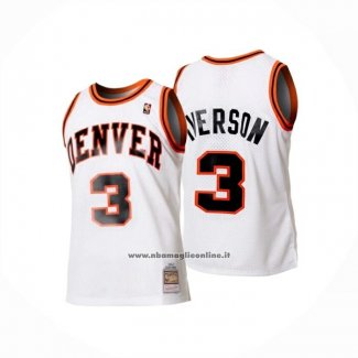 Maglia Denver Nuggets Allen Iverson No 3 Mitchell & Ness 2006-07 Bianco1