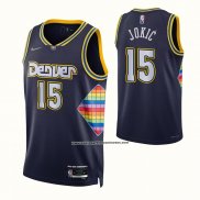 Maglia Denver Nuggets Nikola Jokic #15 Citta 2021-22 Blu