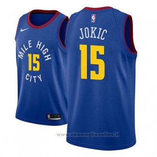 Maglia Denver Nuggets Nikola Jokic NO 15 Statement 2018-19 Blu