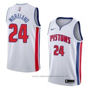 Maglia Detroit Pistons Eric Moreland NO 24 Association 2018 Bianco