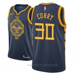 Maglia Golden State Warriors Stephen Curry NO 30 Citta 2018-19 Blu