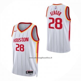 Maglia Houston Rockets Alperen Sengun No 28 Association 2026-27 Bianco