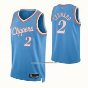 Maglia Los Angeles Clippers Kawhi Leonard #2 Citta 2021-22 Blu