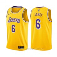 Maglia Los Angeles Lakers LeBron James NO 6 Icon 2019 Giallo