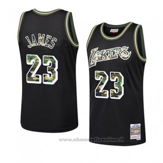 Maglia Los Angeles Lakers Lebron James Camuffamento Nero