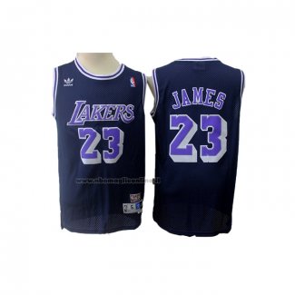 Maglia Los Angeles Lakers Lebron James NO 23 Throwback Blu