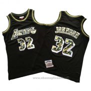 Maglia Los Angeles Lakers Magic Johnson NO 32 Camuffamento Nero