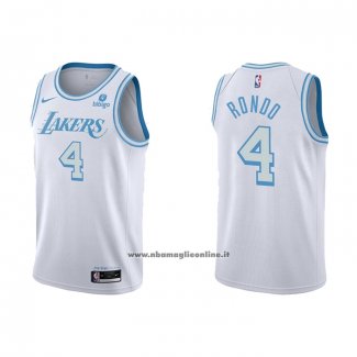 Maglia Los Angeles Lakers Rajon Rondo #4 Citta 2021-22 Bianco