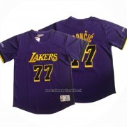 Maglia Manica Corta Los Angeles Lakers Luka Doncic No 77 Viola