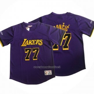 Maglia Manica Corta Los Angeles Lakers Luka Doncic No 77 Viola