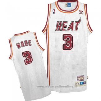 Maglia Miami Heat Dwyane Wade NO 3 Throwback Bianco