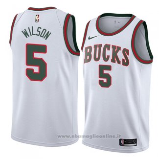 Maglia Milwaukee Bucks D.j. Wilson NO 5 Classic 2018 Bianco