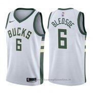 Maglia Milwaukee Bucks Eric Bledsoe NO 6 Association 2017-18 Bianco