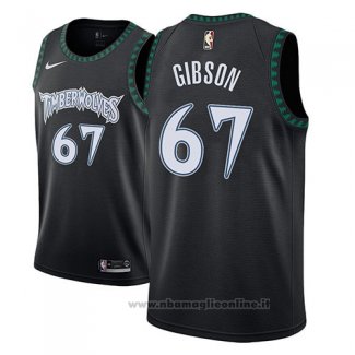 Maglia Minnesota Timberwolves Taj Gibson NO 67 Classic 2018 Nero