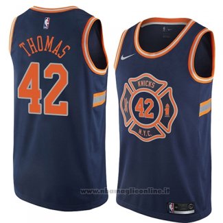 Maglia New York Knicks Lance Thomas NO 42 Citta 2018 Blu