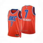 Maglia Oklahoma City Thunder Chet Holmgren No 7 Statement 2024-25 Arancione