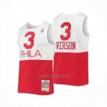 Maglia Philadelphia 76ers Allen Iverson No 3 Mitchell & Ness 2003-04 Bianco Rosso