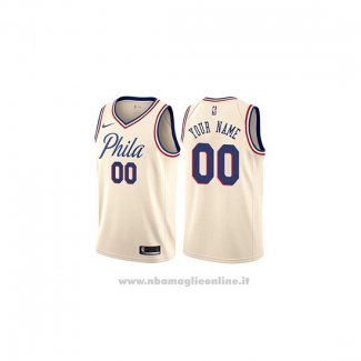 Maglia Philadelphia 76ers Personalizzate Citta 2018 Crema