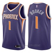 Maglia Phoenix Suns Devin Booker NO 1 2017-18 Viola