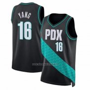 Maglia Portland Trail Blazers Hansen Yang No 16 Citta 2025-26 Nero