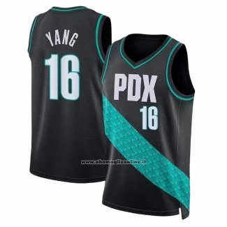 Maglia Portland Trail Blazers Hansen Yang No 16 Citta 2025-26 Nero