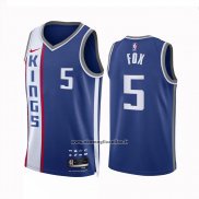 Maglia Sacramento Kings De'aaron Fox #5 Citta 2023 24 Blu