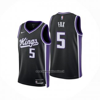 Maglia Sacramento Kings Deaaron Fox No 5 Icon 2024-25 Nero