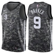 Maglia San Antonio Spurs Tony Parker NO 9 Citta 2017-18 Grigio