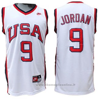 Maglia USA 1984 Michael Jordan NO 9 Bianco