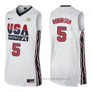 Maglia USA 1992 David Robinson NO 5 Bianco