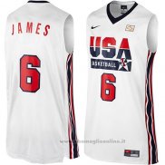 Maglia USA 1992 Lebron James NO 6 Bianco