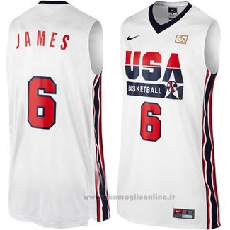 Maglia USA 1992 Lebron James NO 6 Bianco