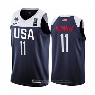 Maglia USA Mason Plumlee NO 11 2019 FIBA Basketball World Cup Blu