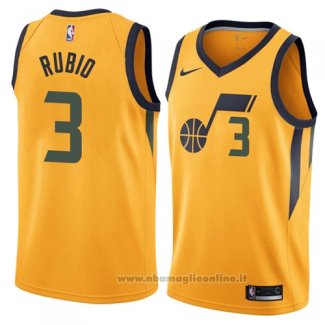 Maglia Utah Jazz Ricky Rubio NO 3 Citta 2017-18 Giallo