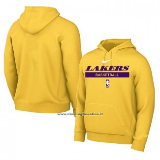 Felpa con Cappuccio Los Angeles Lakers Practice Performance 2022-23 Giallo