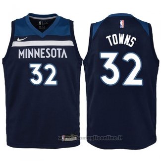 Maglia Bambino Minnesota Timberwolves Karl-Anthony Towns NO 32 2017-18 Blu