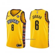 Maglia Brooklyn Nets Deandre Jordan #6 Citta 2020-21 Giallo