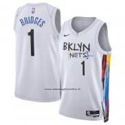 Maglia Brooklyn Nets Mikal Bridges #1 Citta 2022-23 Bianco